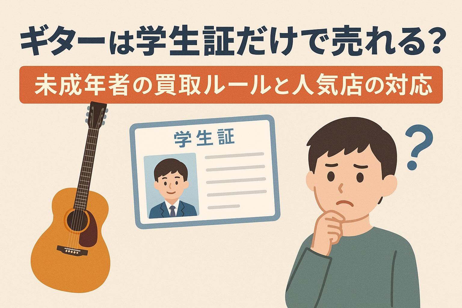 ギターは学生証だけで売れる?未成年者の買取ルールと人気店の対応【完全ガイド】